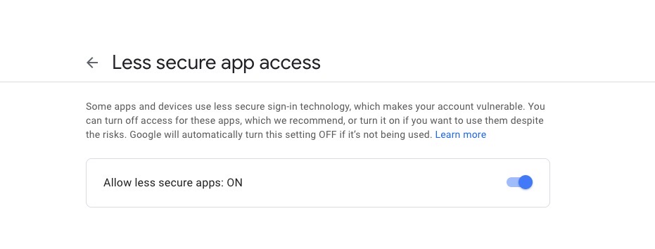 Google Account Less secure app