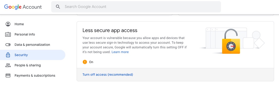 Google Account Less secure app