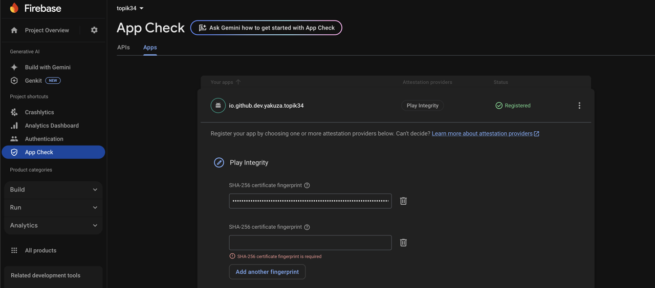 Flutter Firebase App Check - Android Add another fingerprint