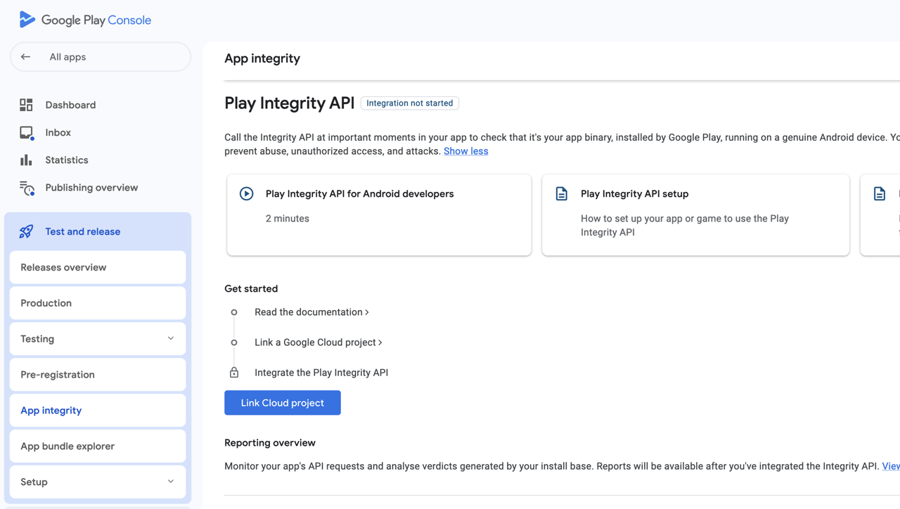 Flutter Firebase App Check - Google Play Console, Android App Integrity