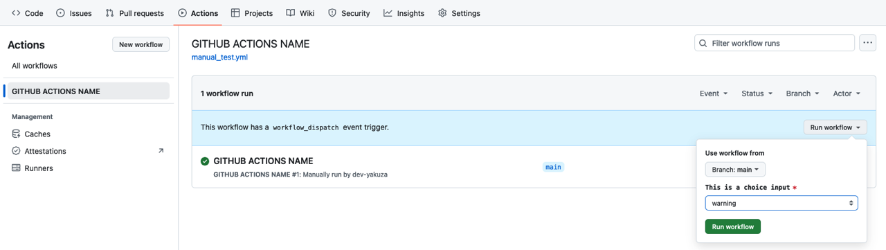 Execute GitHub Actions manually - Choice input