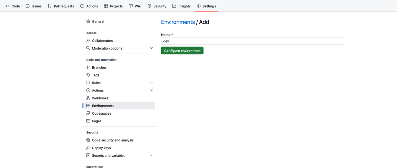 Execute GitHub Actions manually - New Dev Environment