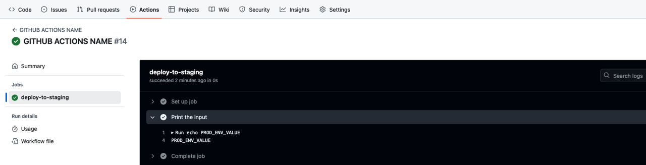 Execute GitHub Actions manually - Environment input result prod