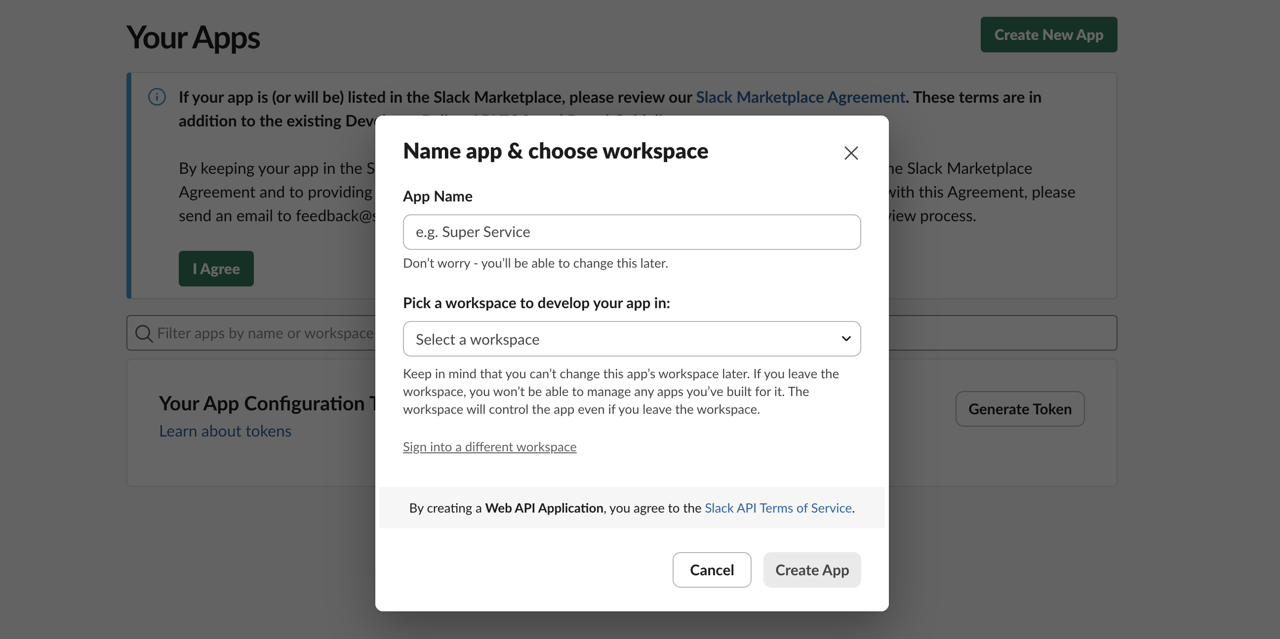 GitHub Actions Send Slack message - Enter app name and workspace