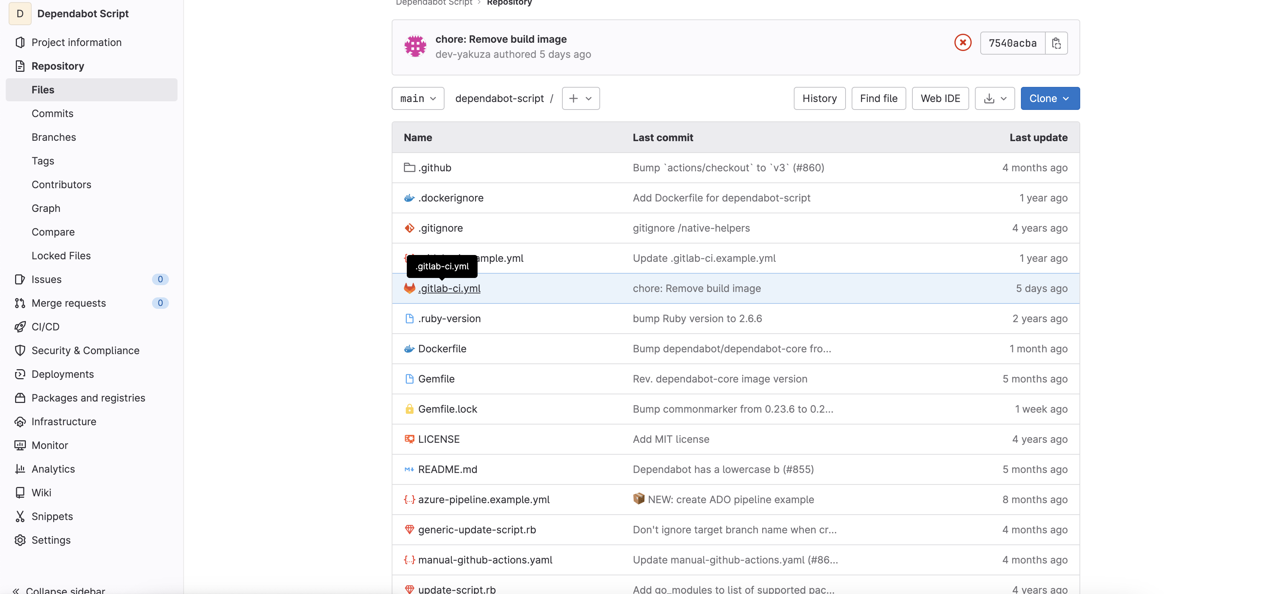 GitLab Dependabot - rename .gitlab-ci.example.yml to .gitlab-ci.yml
