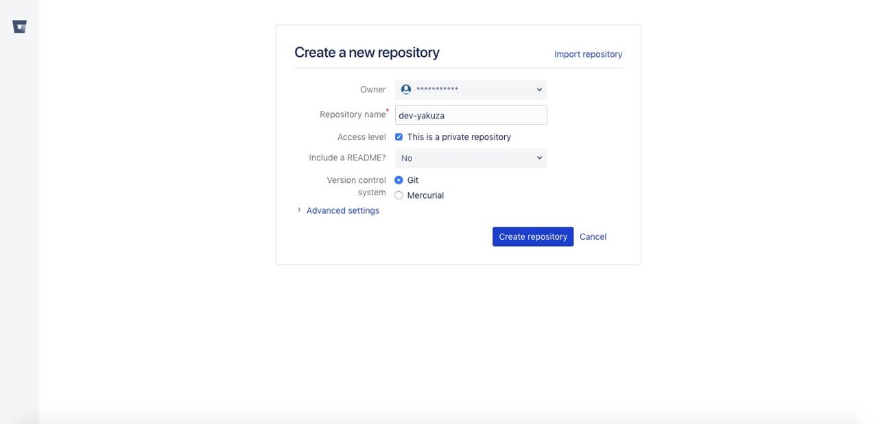 bitbucket menu repository information