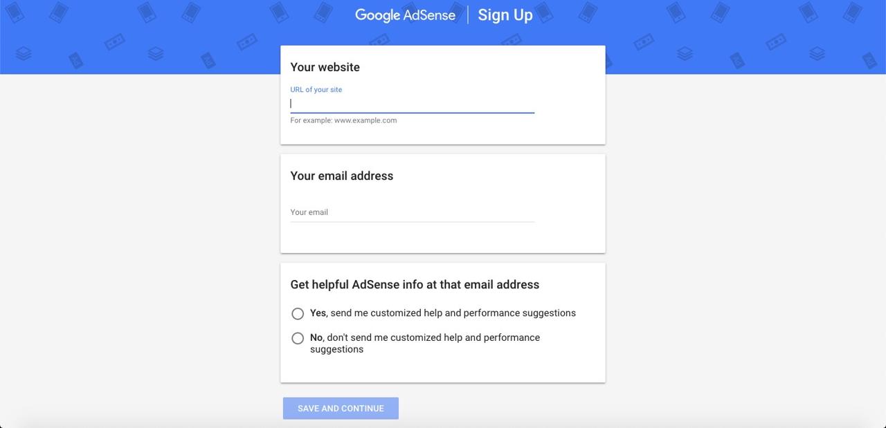 google adsense signup