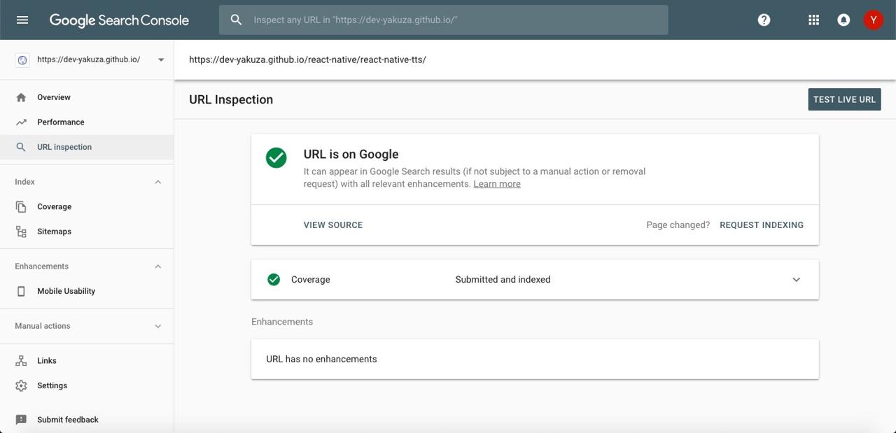 google search console request