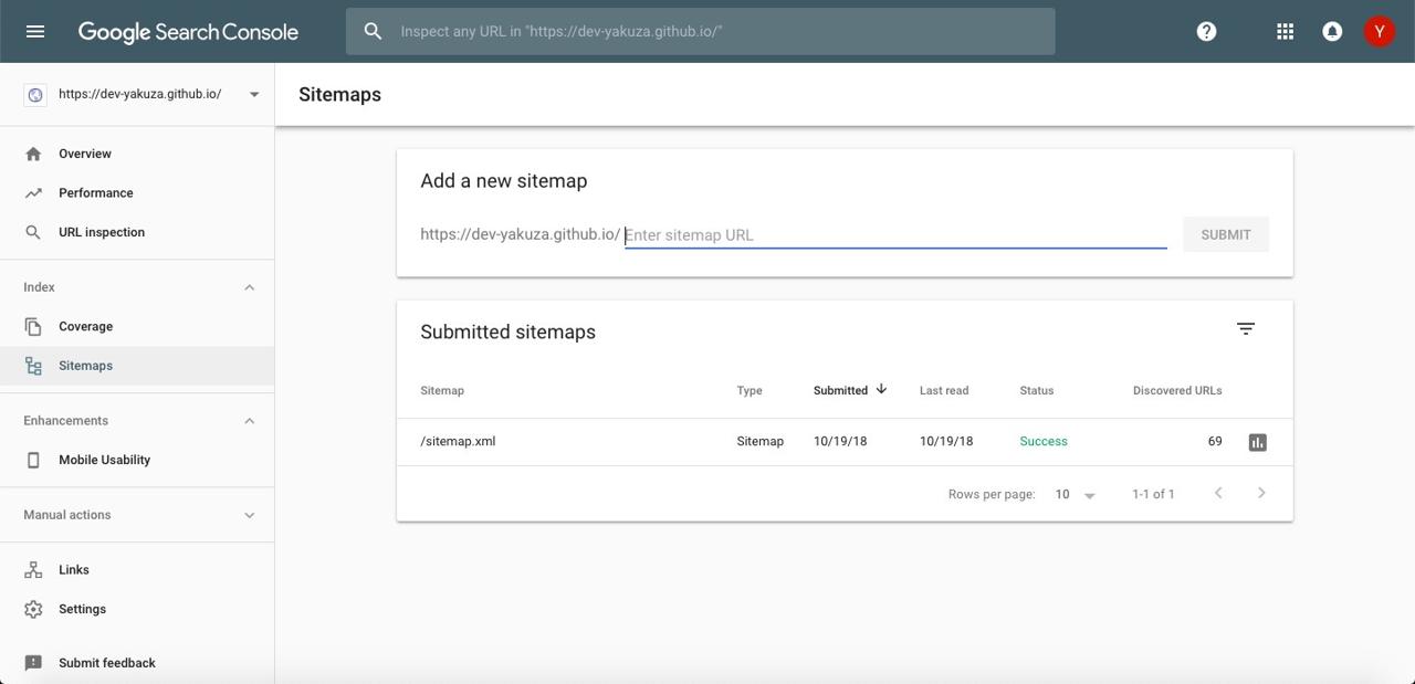 google search console sitemap