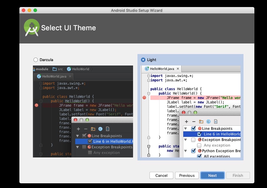 react-native development environment setting - Android studio theme configuration