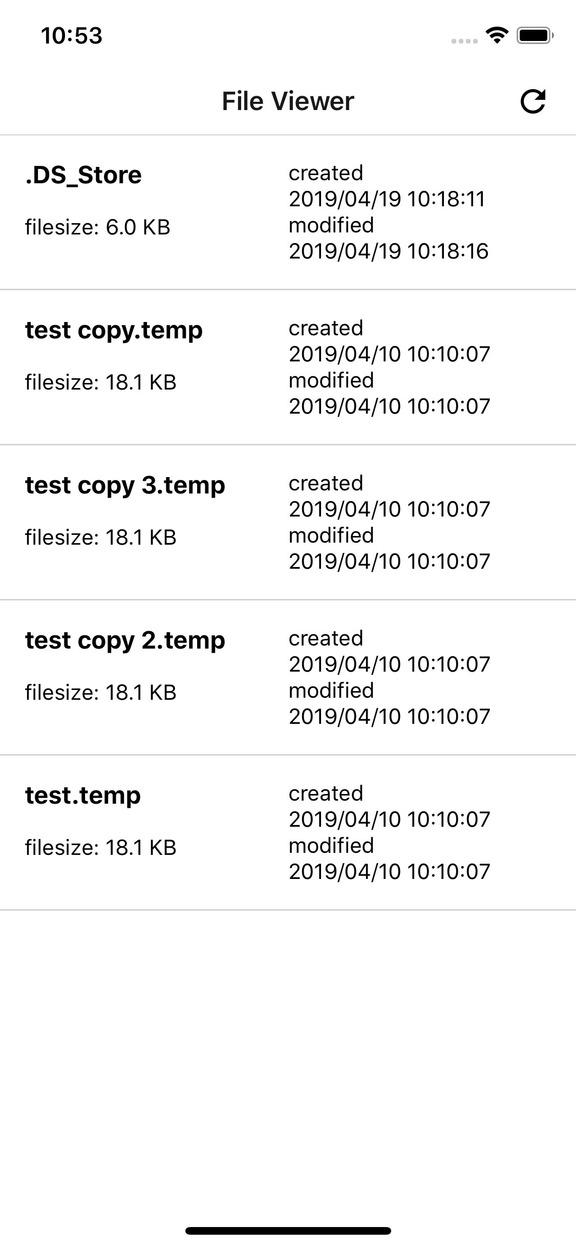 iOS - show file list on the simulator