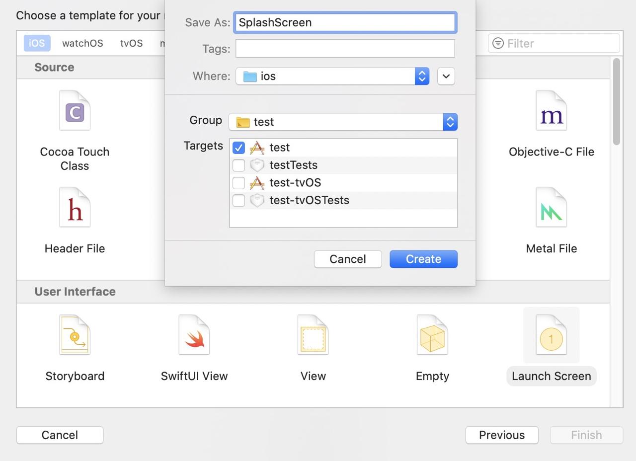 React NaitveでAppアイコン & Splashイメージを作る方法 - setting launch_screen_file