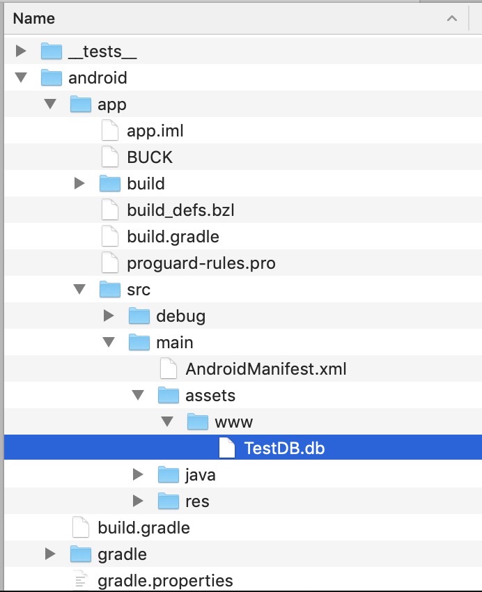 react-native-sqlite-storage android에 DBファイル追加