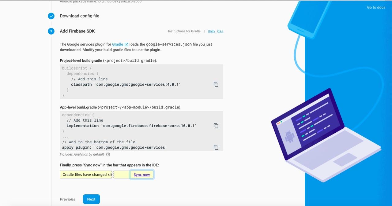 Google Firebase setting on android