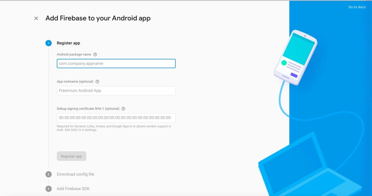 Google Firebase Android app register