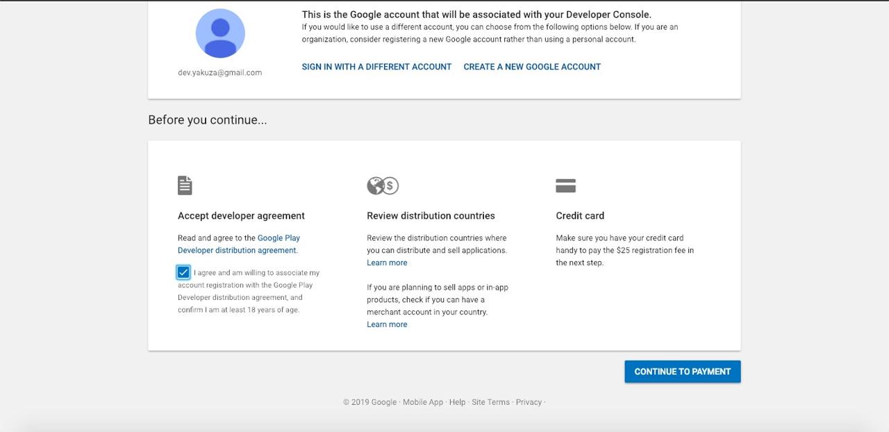 Android developer, Google Play developer accept developer agreement