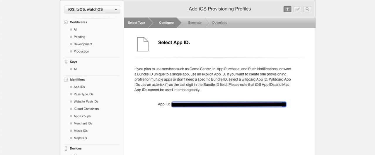 provisioning profiles app id