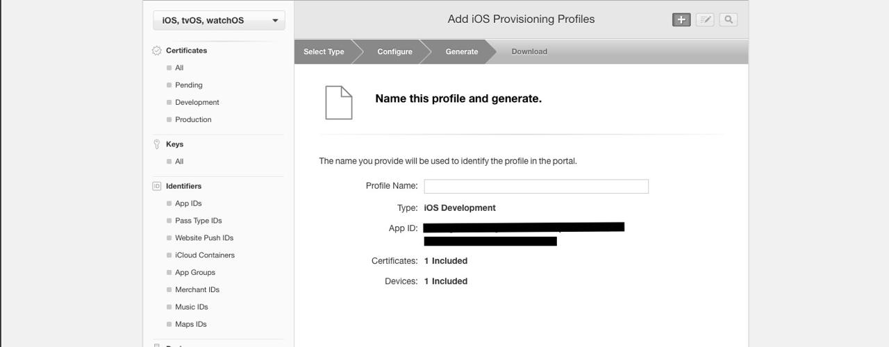 provisioning profiles name
