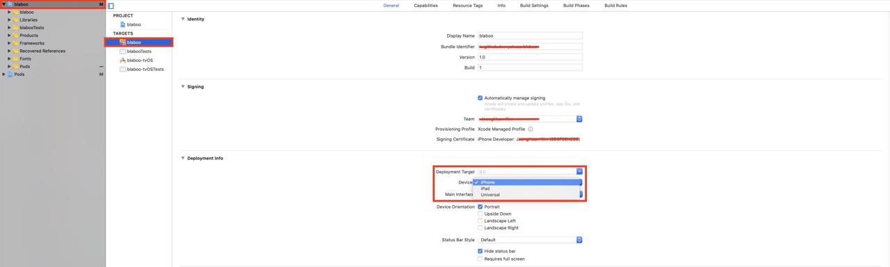 xcode universal app configuration