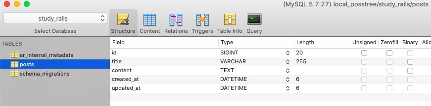 Ruby on Rails result of table creation