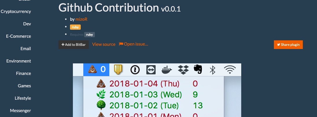 use BitBar to keep Daily Commit - github contribution plugin site