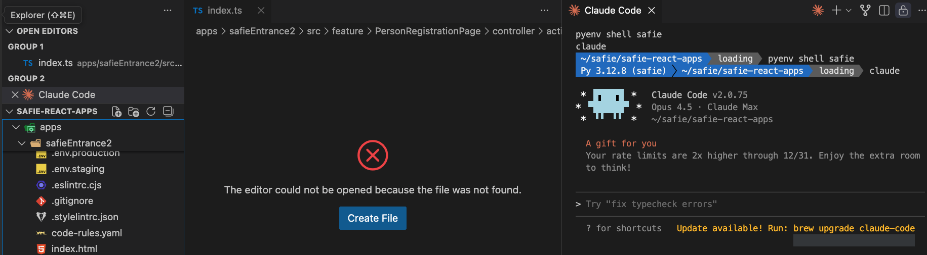 Claude Code for VS Code - VSCode에서 Claude Code 실행 화면