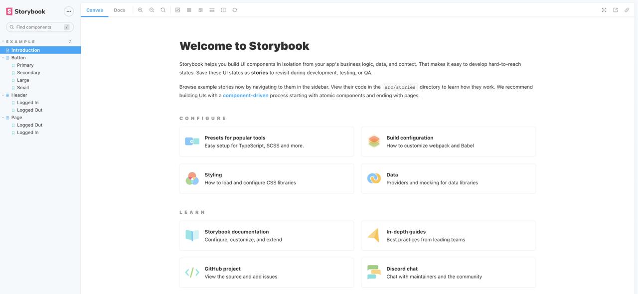 Storybook first screen